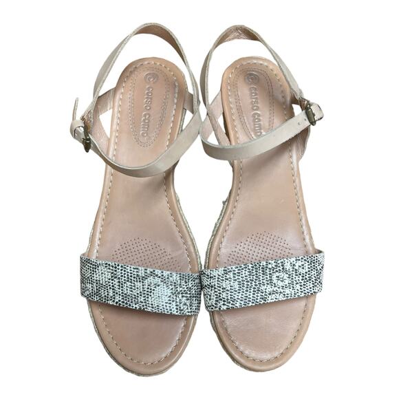 Corso Como Women's Cape Wedge Leather Ankle Strap Espadrille Sandal Size 8 - Picture 3 of 11